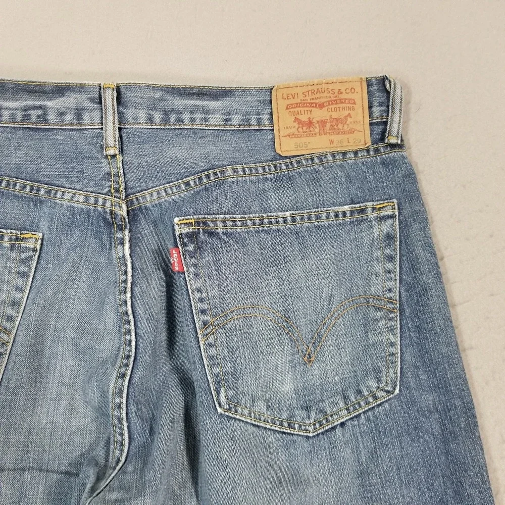 Levi's 505 jeans men's 36 x 29 regular fit straight blue denim pants medium wash